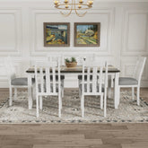 Bellemave® 7 - Piece Retro Style Dining Table Set with Extendable Table and 6 Upholstered Chairs - Bellemave